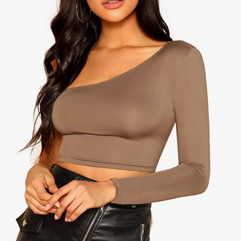 Coffee One Shoulder Top